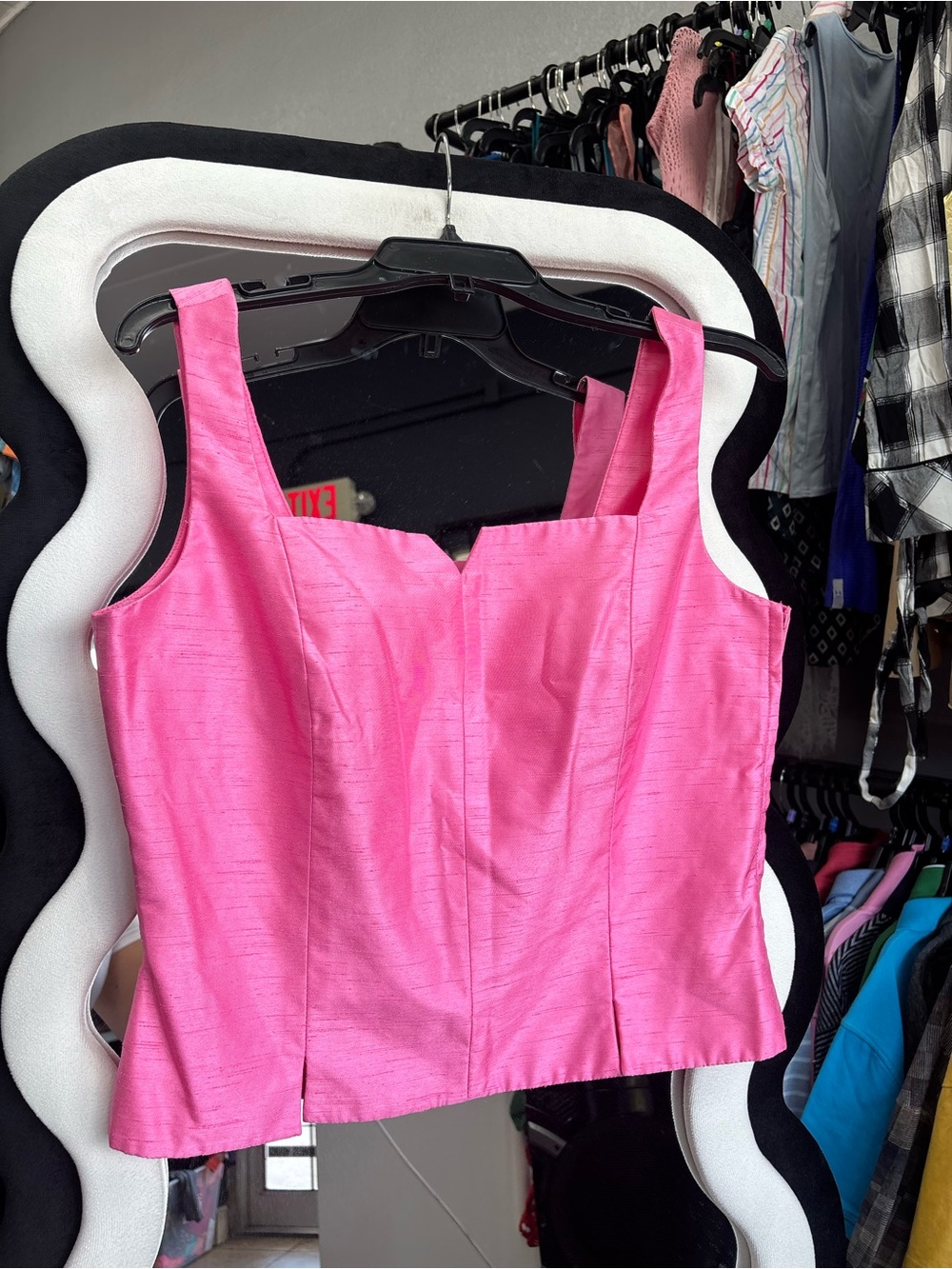 Vintage Victoria Pappas Women's Pink Square-Neck Crop Top